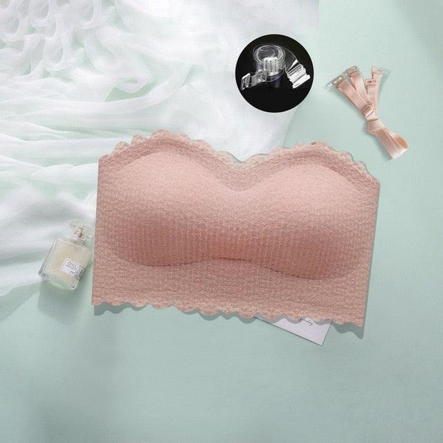 Comfortable Wireless Strapless Bras For Women Bralette Seamless Lace Push Up Bra Lingerie Sexy Backless Invisible Bras