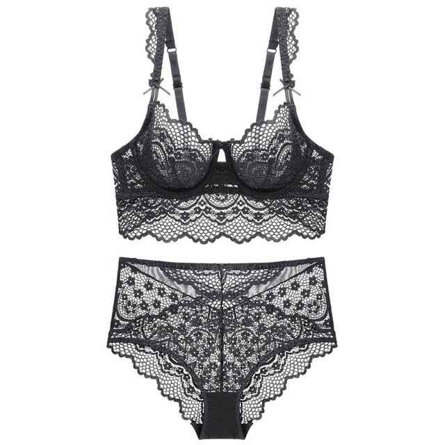 French Women underwear Set Brassiere - Ultra thin Lace - Transparent Panties - French Sexy Boutique