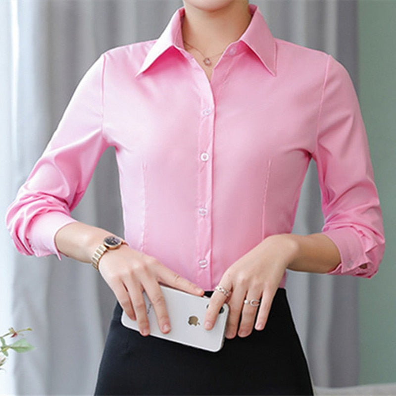 Fashion Cotton Shirts White Shirt Women Long Sleeve Shirts Tops Office Lady Basic Shirt Blouses Button Solid Woman Blouse 5XL