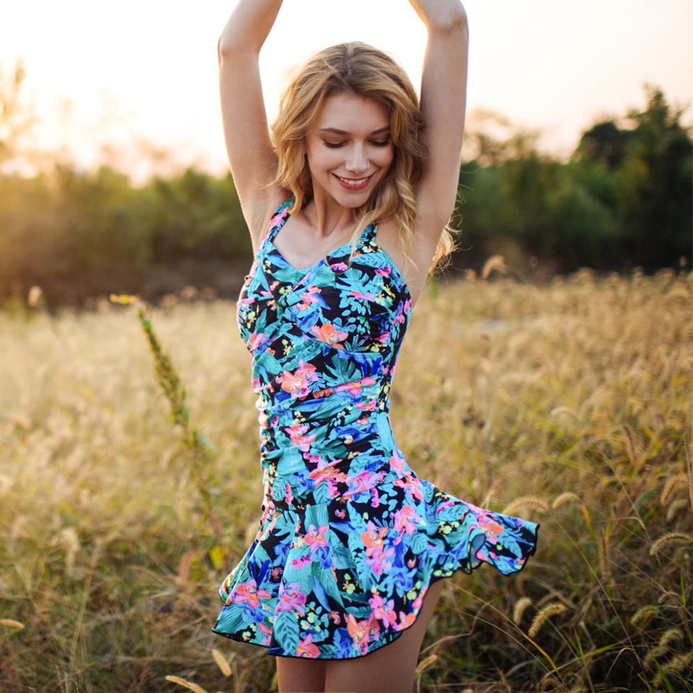Julysand Women's One-Piece Swimsuit Lady Flower Skirt BathingSuit Sexy BackLess High-end Woman Swimwear