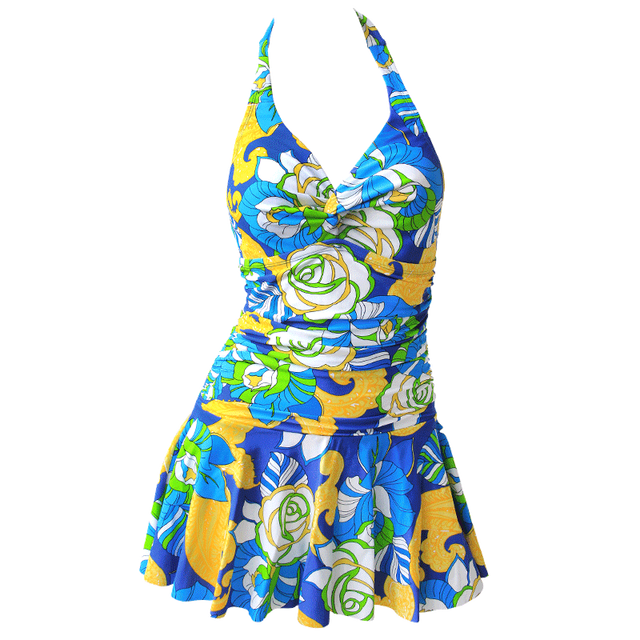 Julysand Women's One-Piece Swimsuit Lady Flower Skirt BathingSuit Sexy BackLess High-end Woman Swimwear