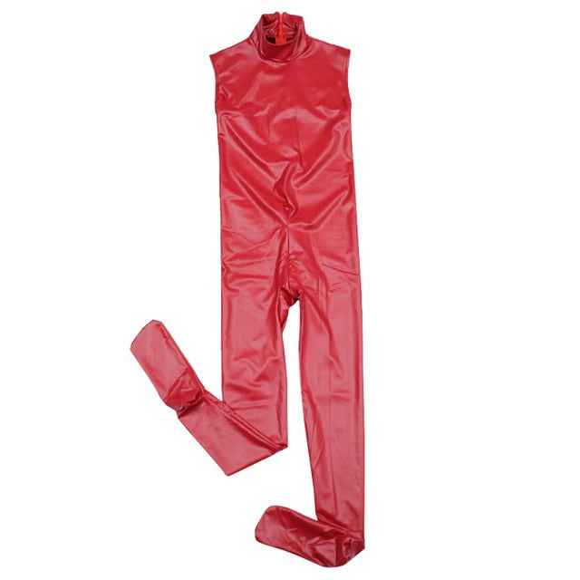 Plus Size Wet look Latex Catsuit Zip Open Crotch Sexy Body Suit One Piece Stage Clubwear - French Sexy Boutique