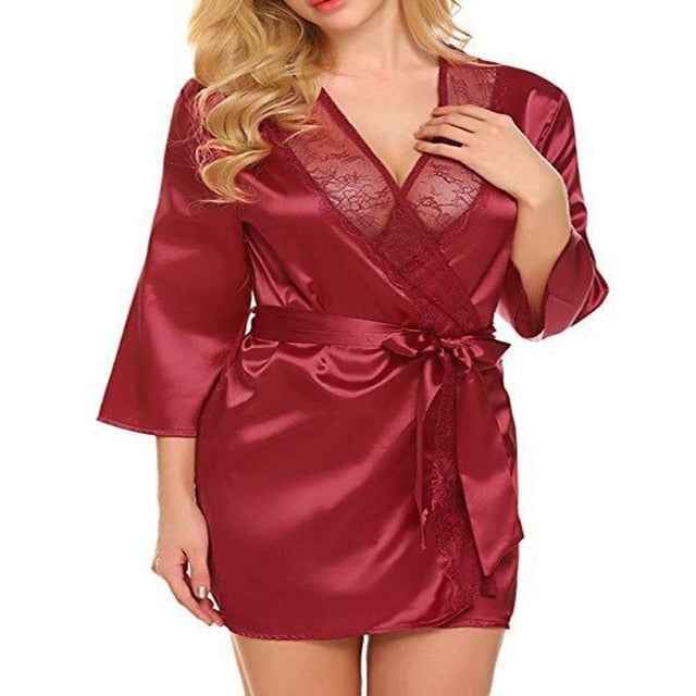 Women Sexy Silk Dressing - Bath Robe - French Sexy Boutique
