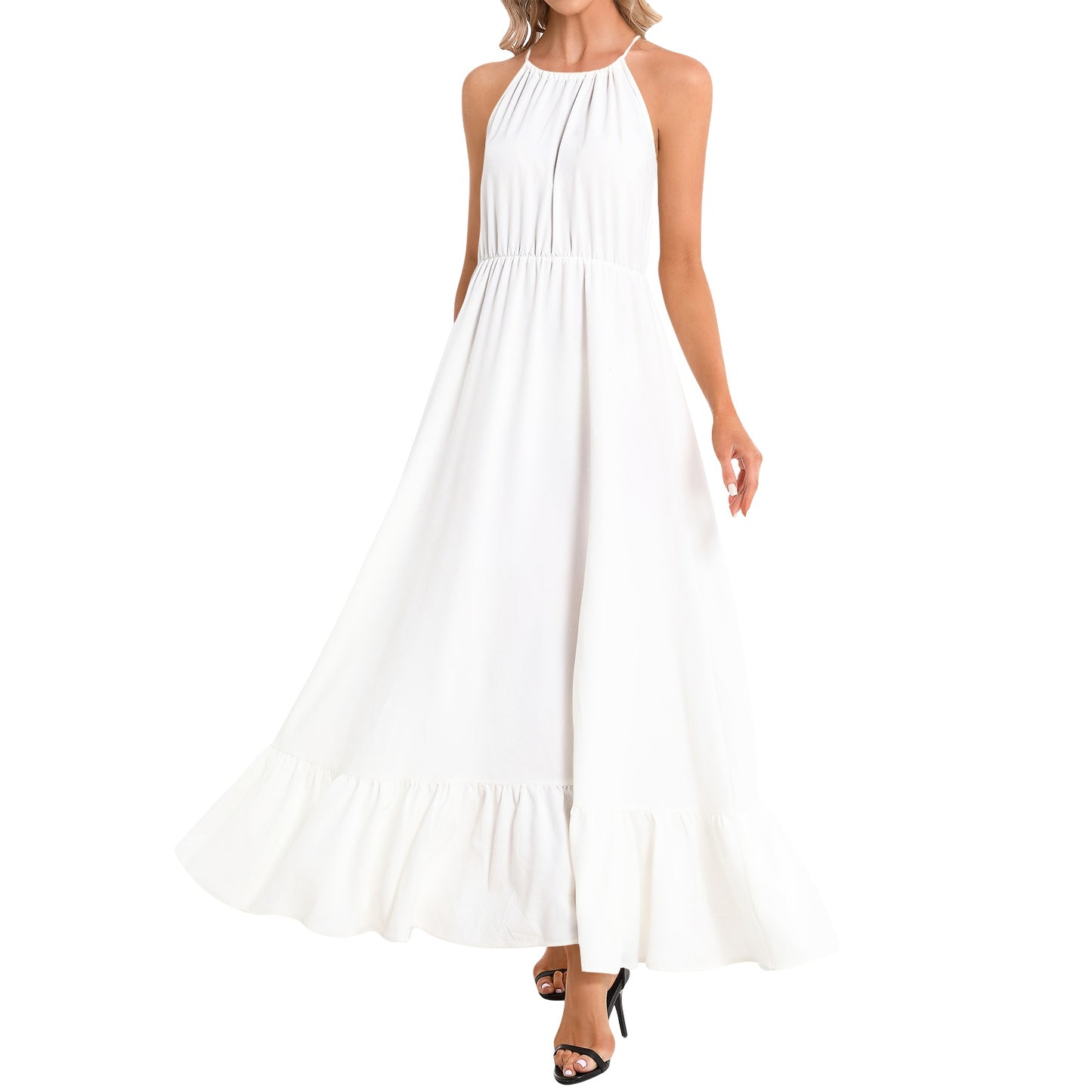 Ruffle Hem Halter Neck Maxi Dress - French Sexy Label