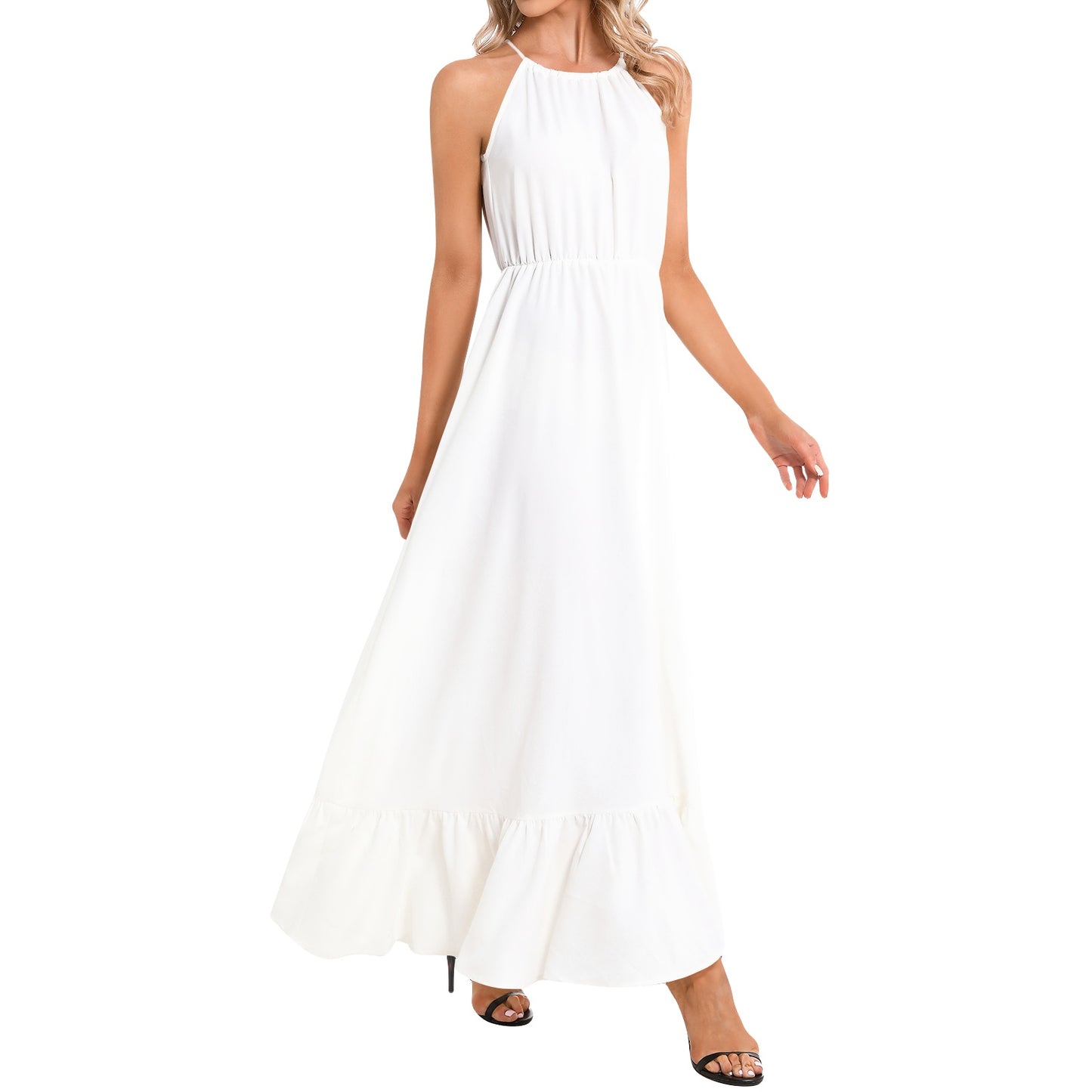 Ruffle Hem Halter Neck Maxi Dress - French Sexy Label