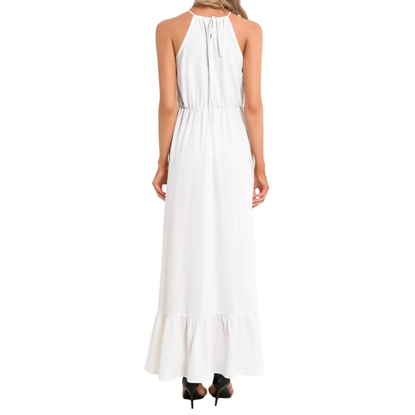 Ruffle Hem Halter Neck Maxi Dress - French Sexy Label