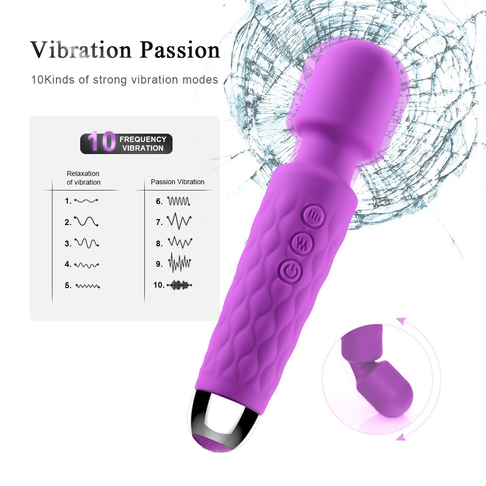 Strong 10 speed Dildo - Vibrator for Women - Magic Wand Massager