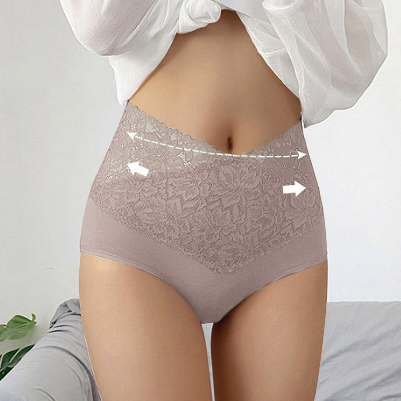 2022 High Waist Cotton Women Panties Comfortable Tummy Briefs Sexy Female Underwear Antibacterial French Seamless Lace Panties