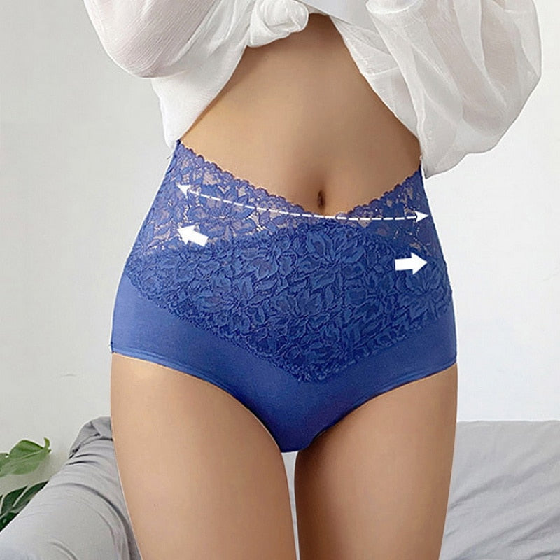 2022 High Waist Cotton Women Panties Comfortable Tummy Briefs Sexy Female Underwear Antibacterial French Seamless Lace Panties