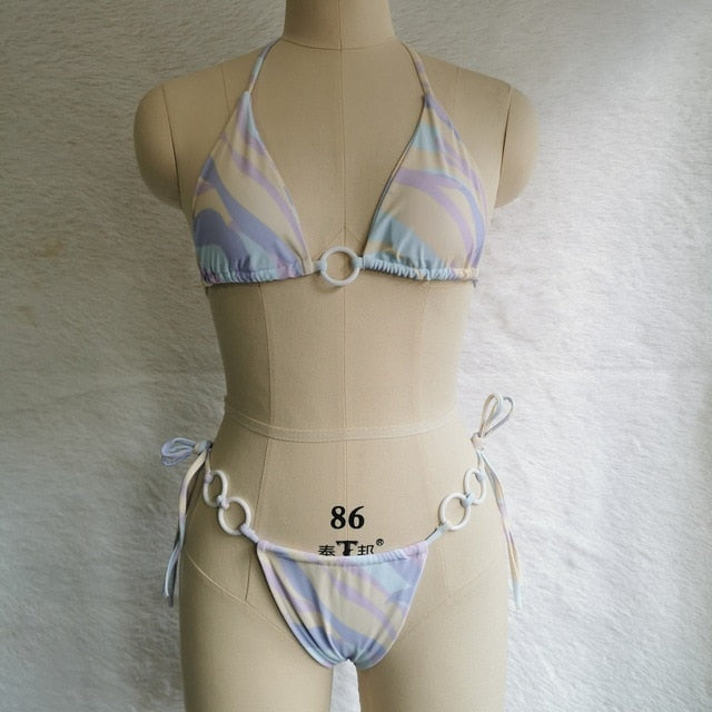 Sexy Thong Cross String Bikini Set