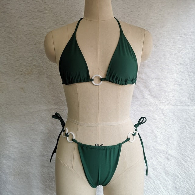 Sexy Thong Cross String Bikini Set