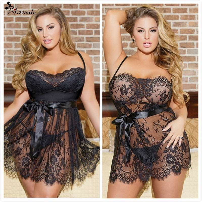 5XL Plus Size Women Sexy Lingerie Hot Erotic Apparel Porno Lace Flower Sleepwear Underwear Nightwear Night Gown Sex Costumes