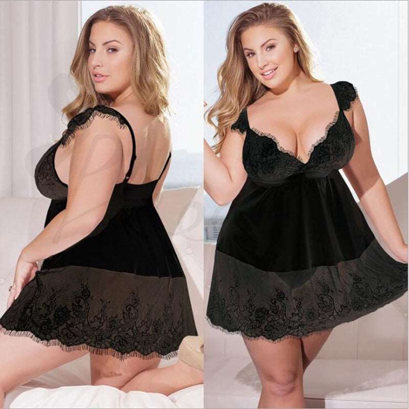 5XL Plus Size Women Sexy Lingerie Hot Erotic Apparel Porno Lace Flower Sleepwear Underwear Nightwear Night Gown Sex Costumes