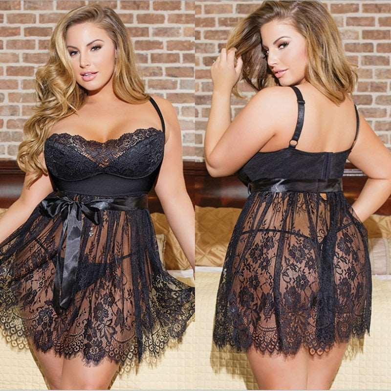 5XL Plus Size Women Sexy Lingerie Hot Erotic Apparel Porno Lace Flower Sleepwear Underwear Nightwear Night Gown Sex Costumes