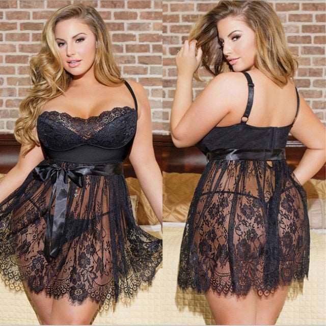 5XL Plus Size Women Sexy Lingerie Hot Erotic Apparel Porno Lace Flower Sleepwear Underwear Nightwear Night Gown Sex Costumes