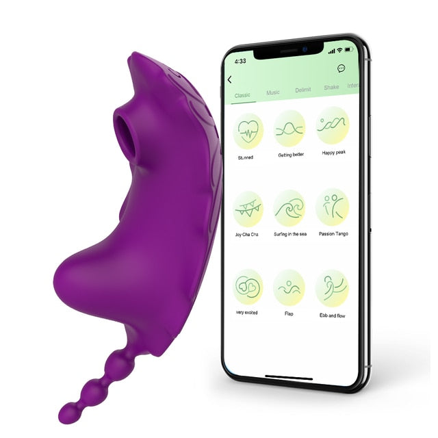 APP Bluetooth Wearable Vibrator 9 Modes Sucking Vibrating Clit G Spot Stimulator