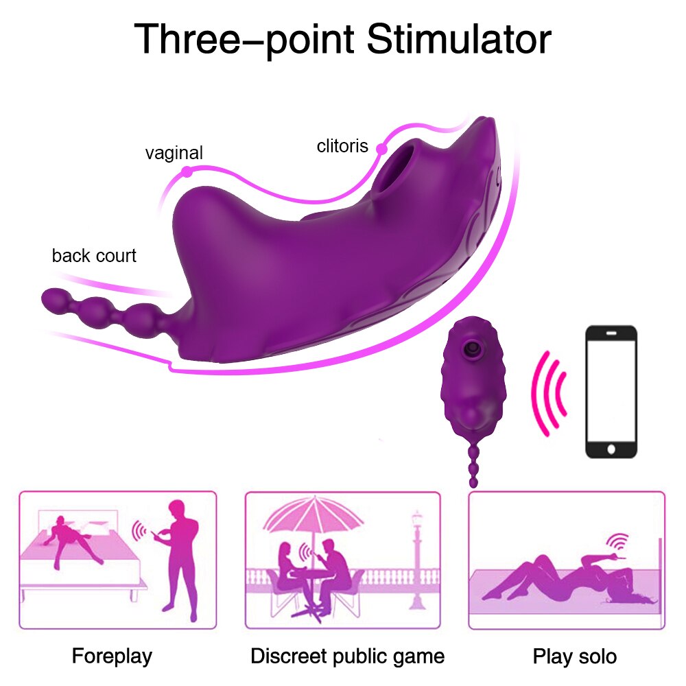 APP Bluetooth Wearable Vibrator 9 Modes Sucking Vibrating Clit G Spot Stimulator