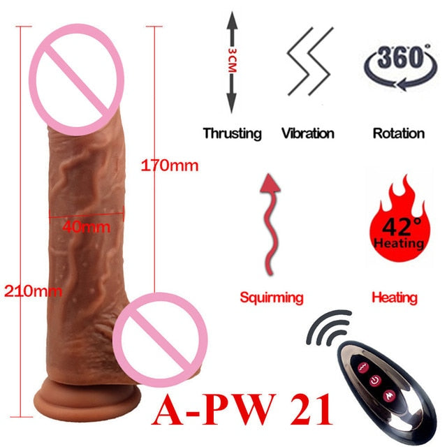 Automatic Telescopic Heating Big Dildo Vibrator Suction Cup Realistic Huge Penis Anal Sex Toys for Women Men Adults Masturbator