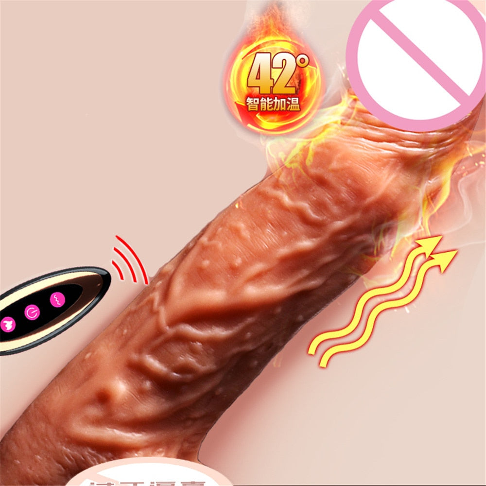 Automatic Telescopic Heating Big Dildo Vibrator Suction Cup Realistic Huge Penis Anal Sex Toys for Women Men Adults Masturbator