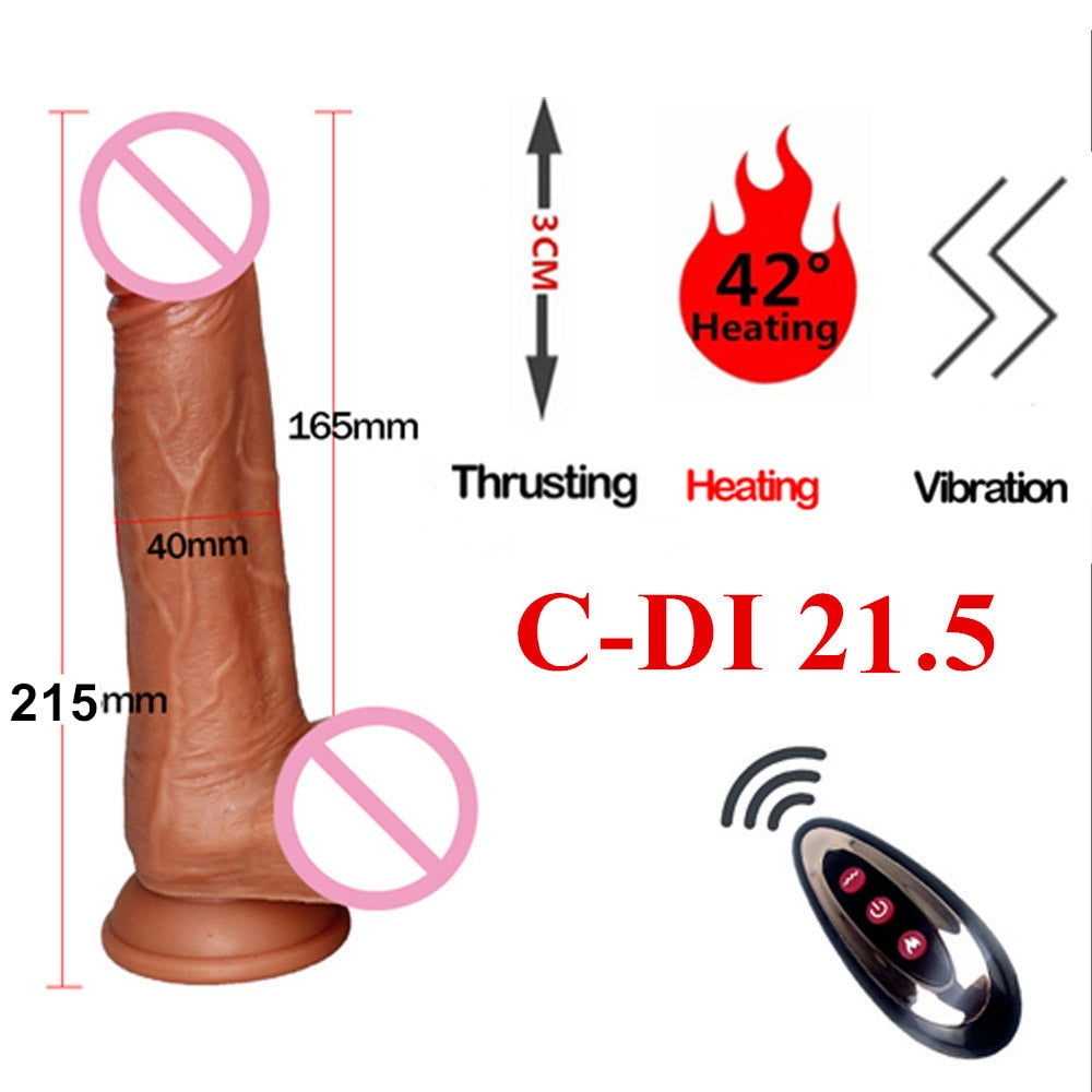 Automatic Telescopic Heating Big Dildo Vibrator Suction Cup Realistic Huge Penis Anal Sex Toys for Women Men Adults Masturbator