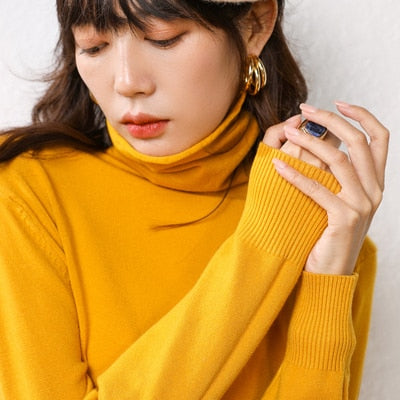 Autumn Winter Sweater Turtleneck Slim Fit Basic Pullovers 2022 Fashion Korean Knit Tops Bottoming Womens Sweater Stretch Jumpers