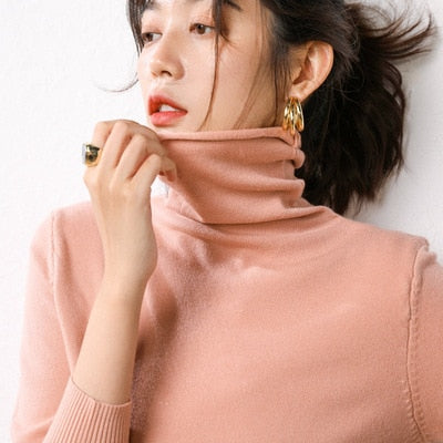 Autumn Winter Sweater Turtleneck Slim Fit Basic Pullovers 2022 Fashion Korean Knit Tops Bottoming Womens Sweater Stretch Jumpers