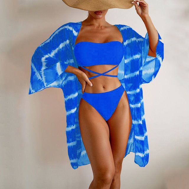 Beach Wear Swim Suit 2022 New Bikini Beach Skirt Tunics for Beach Cover up Swimsuit Women Ruffle Biquini Bathing Suit Summer