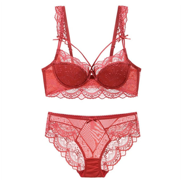 CINOON New Ultra - thin Underwear - Brassiere Gather Sexy Bra Plus Size Lace Lingerie Set