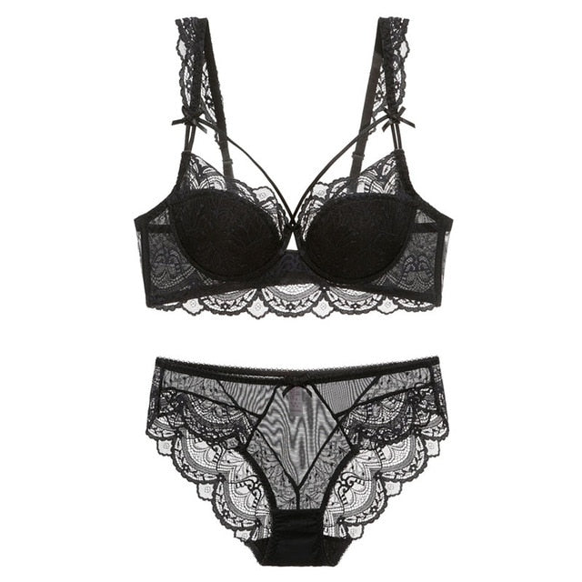 CINOON New Ultra - thin Underwear - Brassiere Gather Sexy Bra Plus Size Lace Lingerie Set