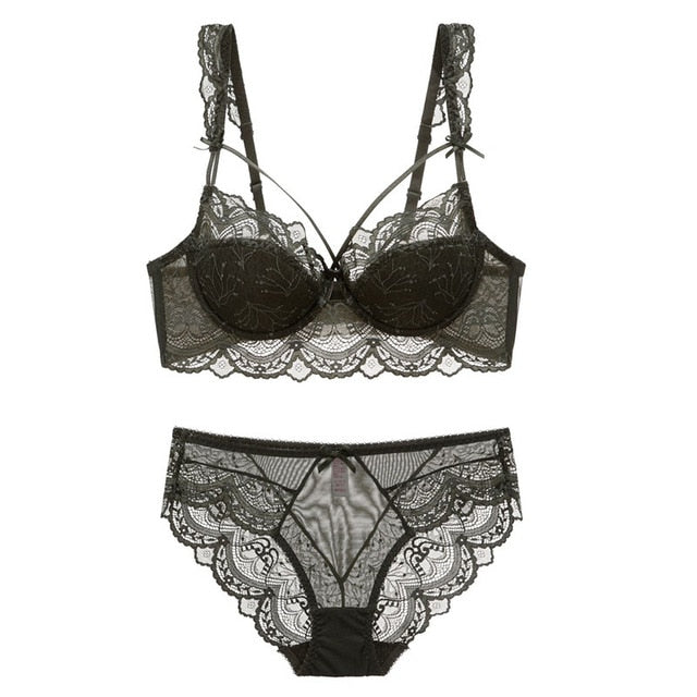 CINOON New Ultra - thin Underwear - Brassiere Gather Sexy Bra Plus Size Lace Lingerie Set