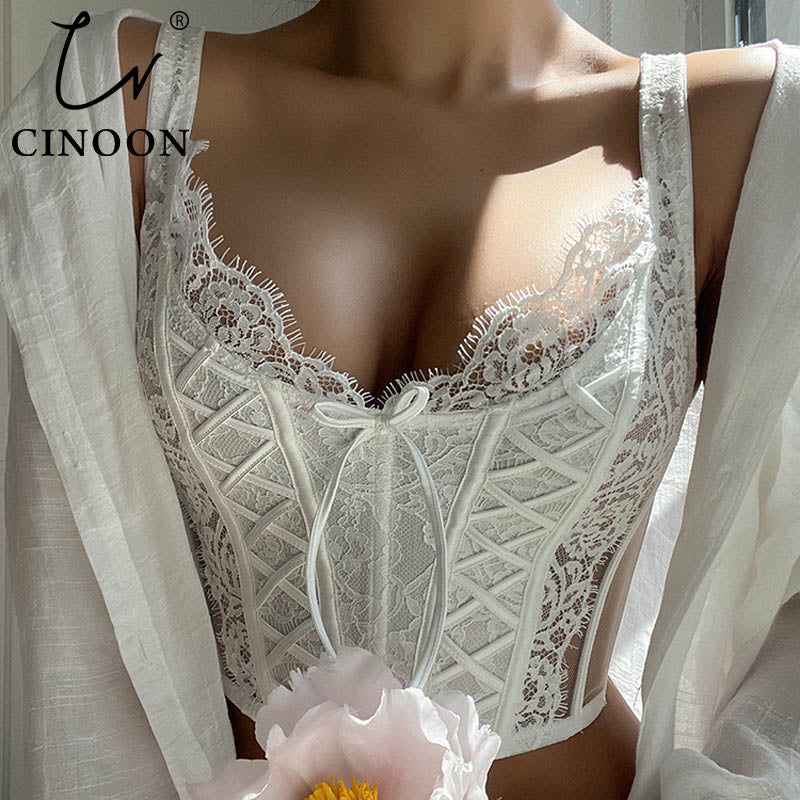 CINOON Sexy Lace Bralette French Corset Bras - Embroidery Lingerie