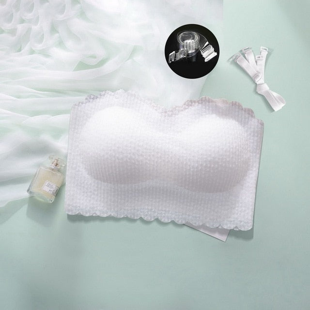 Comfortable Wireless Strapless Bras For Women Bralette Seamless Lace Push Up Bra Lingerie Sexy Backless Invisible Bras