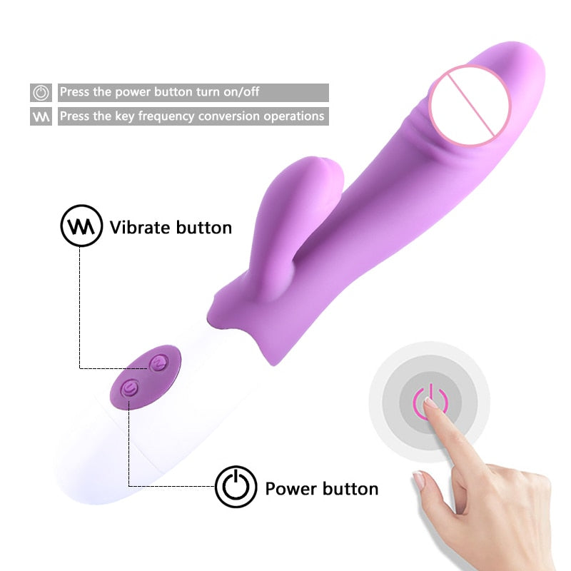 Dildo G-Spot Rabbit Vibrators for Women Vaginal Clitoral Massager 30 Speeds Female Masturbator Adults Erotic Sex Toys for Women