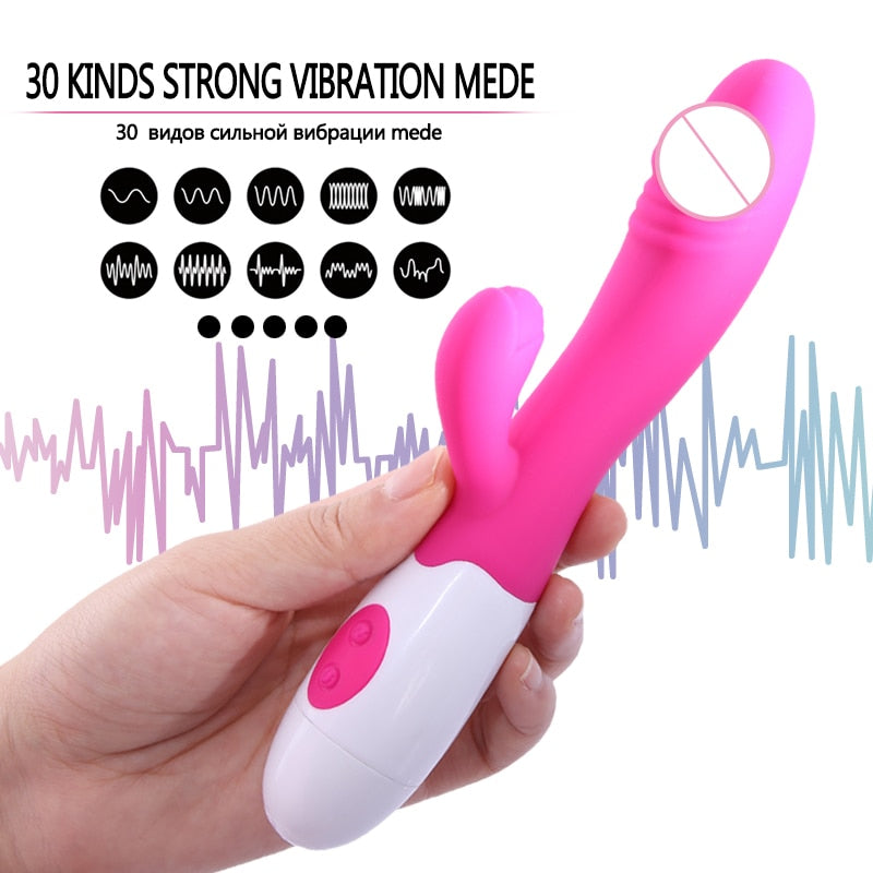 Dildo G-Spot Rabbit Vibrators for Women Vaginal Clitoral Massager 30 Speeds Female Masturbator Adults Erotic Sex Toys for Women