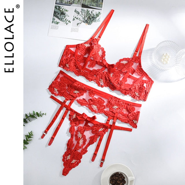 Ellolace Sexy Sensual Lingerie Floral Embroidery Erotic Underwear