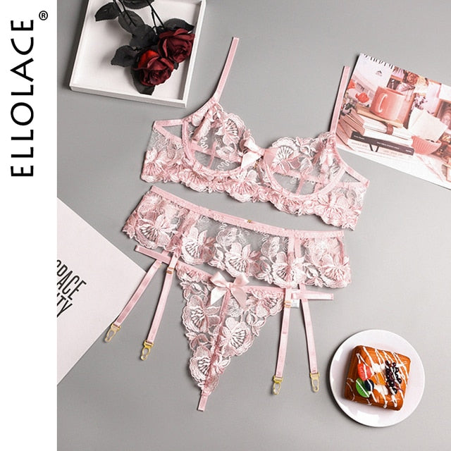 Ellolace Sexy Sensual Lingerie Floral Embroidery Erotic Underwear