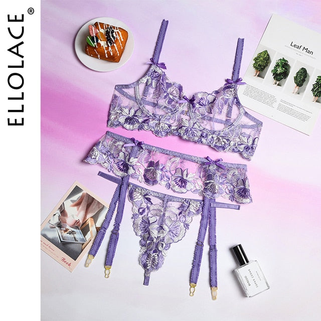 Ellolace Sexy Sensual Lingerie Floral Embroidery Erotic Underwear