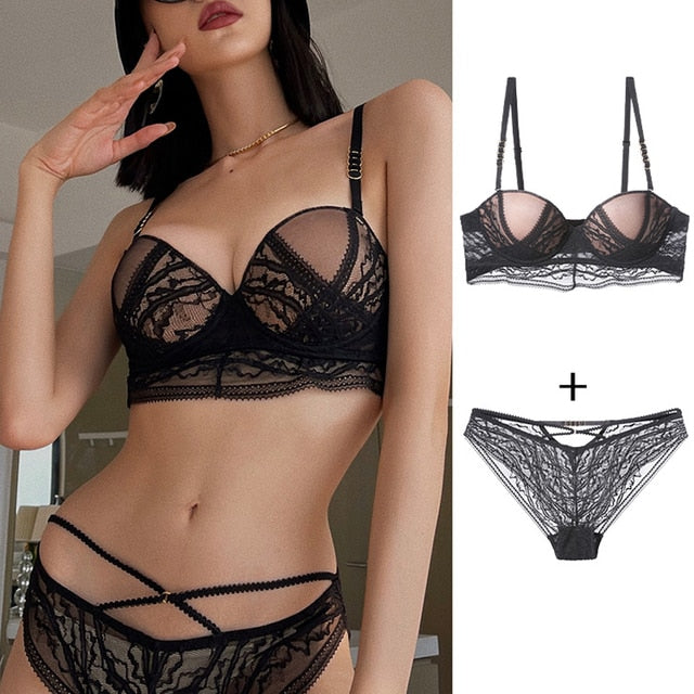 French Luxury Sexy Lace Push Up Romantic Bra Set