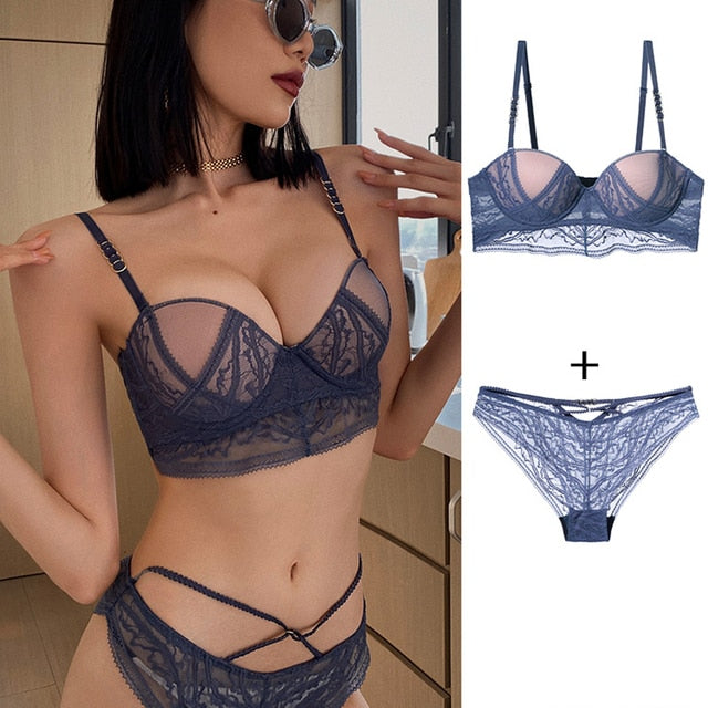 French Luxury Sexy Lace Push Up Romantic Bra Set