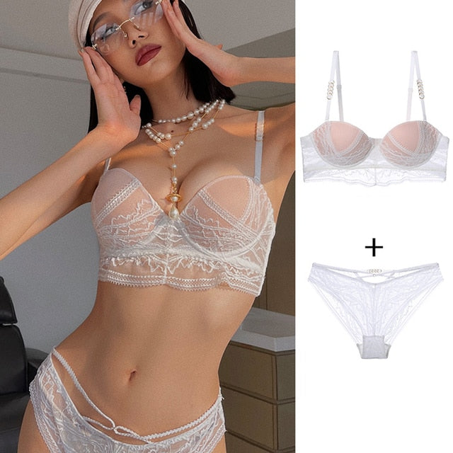 French Luxury Sexy Lace Push Up Romantic Bra Set