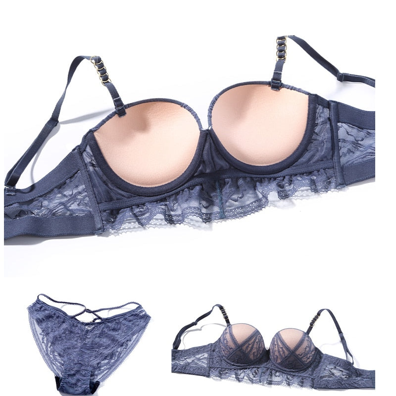 French Luxury Sexy Lace Push Up Romantic Bra Set