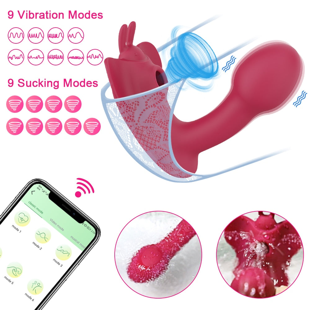 G-Spot Sucking Dildo Vibrator With Bluetooth App Control