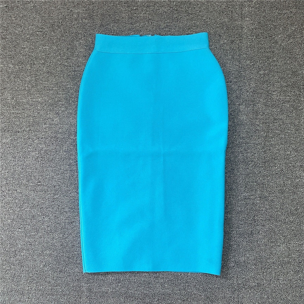 High Quality Women New Rayon Bandgae Skirt Elegant Pencil Skirt Celebrity Sexy Club Party Wear Vintage Vestios