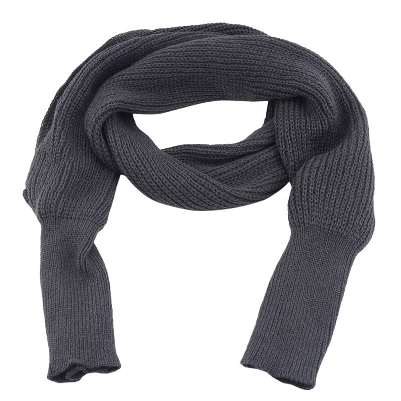  European Style Winter Women Long Scarf With Sleeves Wool Knitted Scarves For Women Thick Warm Casual Shawl High Quality