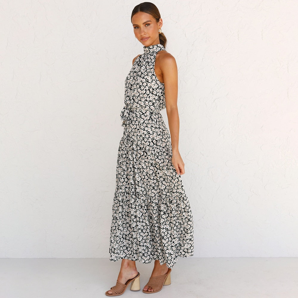 Summer Long Dress Polka Dot Casual Dresses Black Sexy Halter Strapless New 2022 Yellow Sundress Vacation Clothes For Women