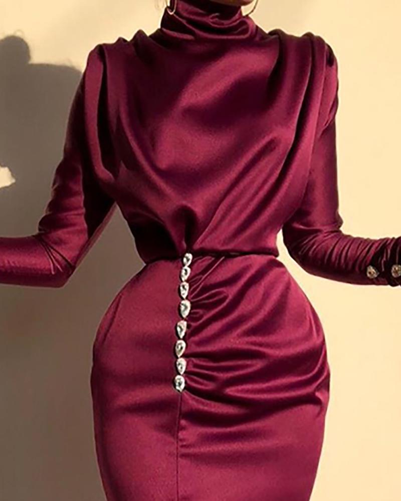 Autumn Winter Elegant Office Lady Maxi Dresses For Women 2023 Long Sleeve High Waist Bodycon Ruched Sexy Evening Party Dresseses