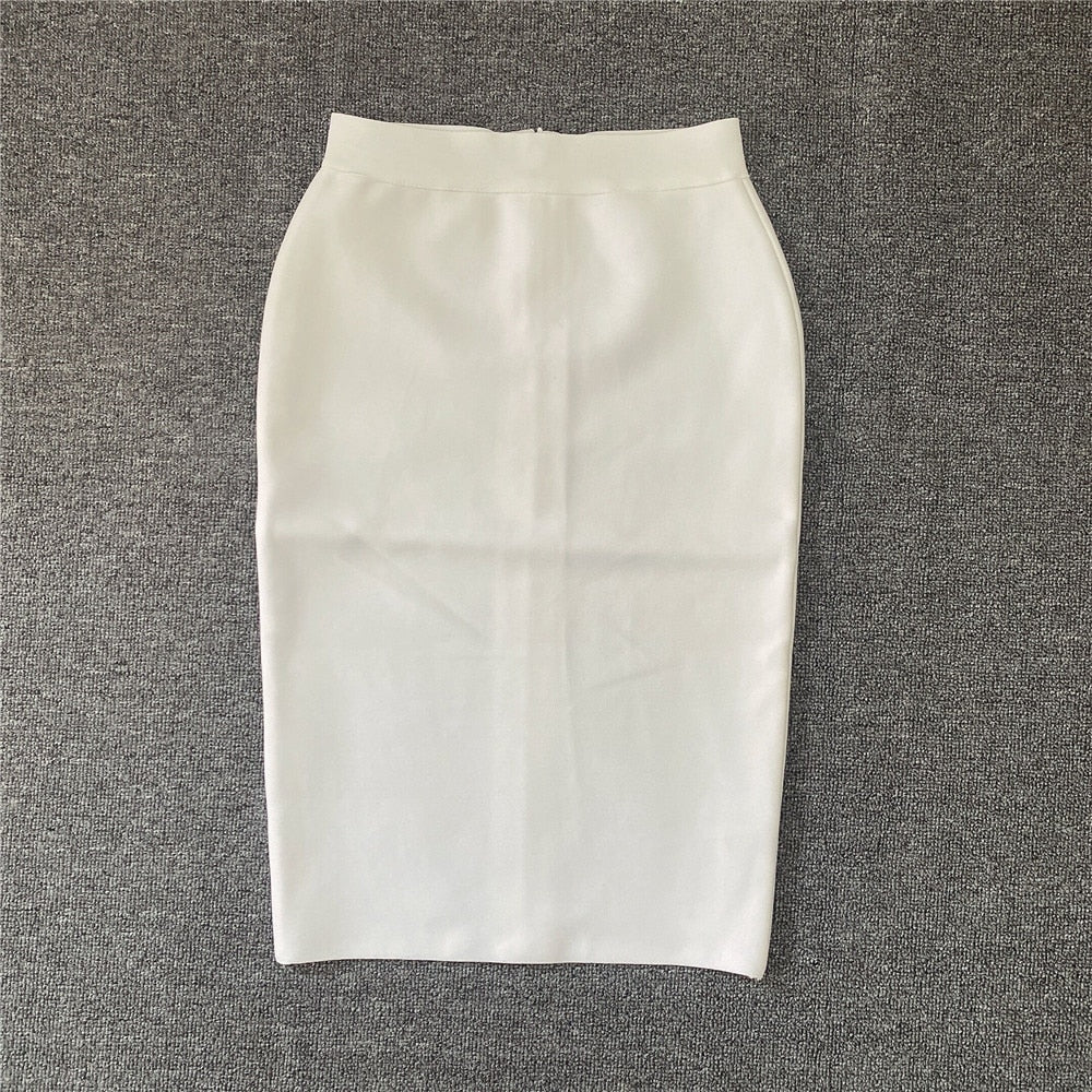 High Quality Women New Rayon Bandgae Skirt Elegant Pencil Skirt Celebrity Sexy Club Party Wear Vintage Vestios