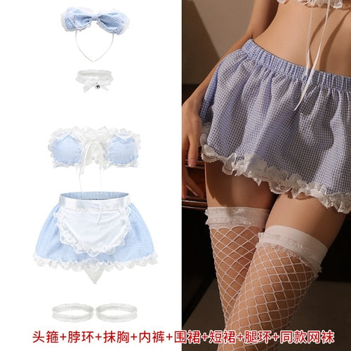 Sexy Lingerie Small Chest Free off Cute Maid Uniform Seductive Coquettish Pajamas Bed Teasing Passion Suit Women