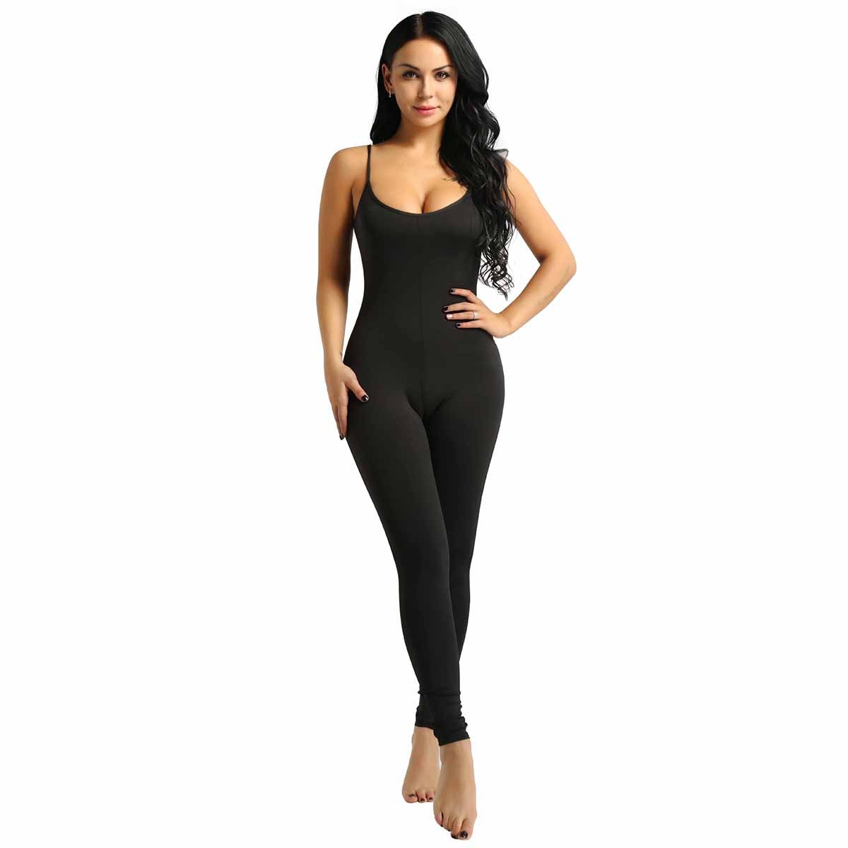 Women Sleeveless Spaghetti Straps Stretchy Ballet Leotard Yoga Unitard Gymnastics Leotard Sports Dance Bodysuit Jumpsuit