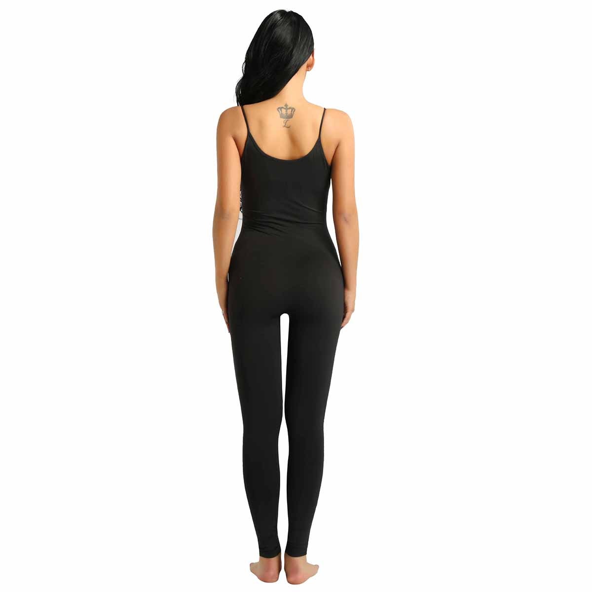 Women Sleeveless Spaghetti Straps Stretchy Ballet Leotard Yoga Unitard Gymnastics Leotard Sports Dance Bodysuit Jumpsuit